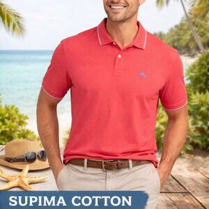 Tommy Bahama Men's Coral Supima Cotton Polo Shirt Size Medium